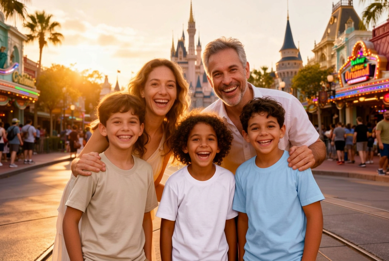 Família feliz em Orlando